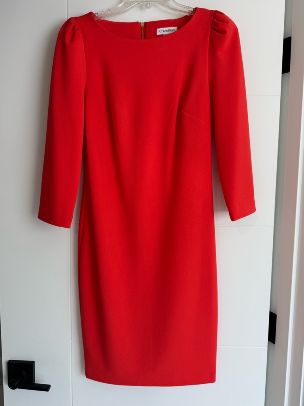 Calvin Klein Orange-Red Midi Sheath Dress